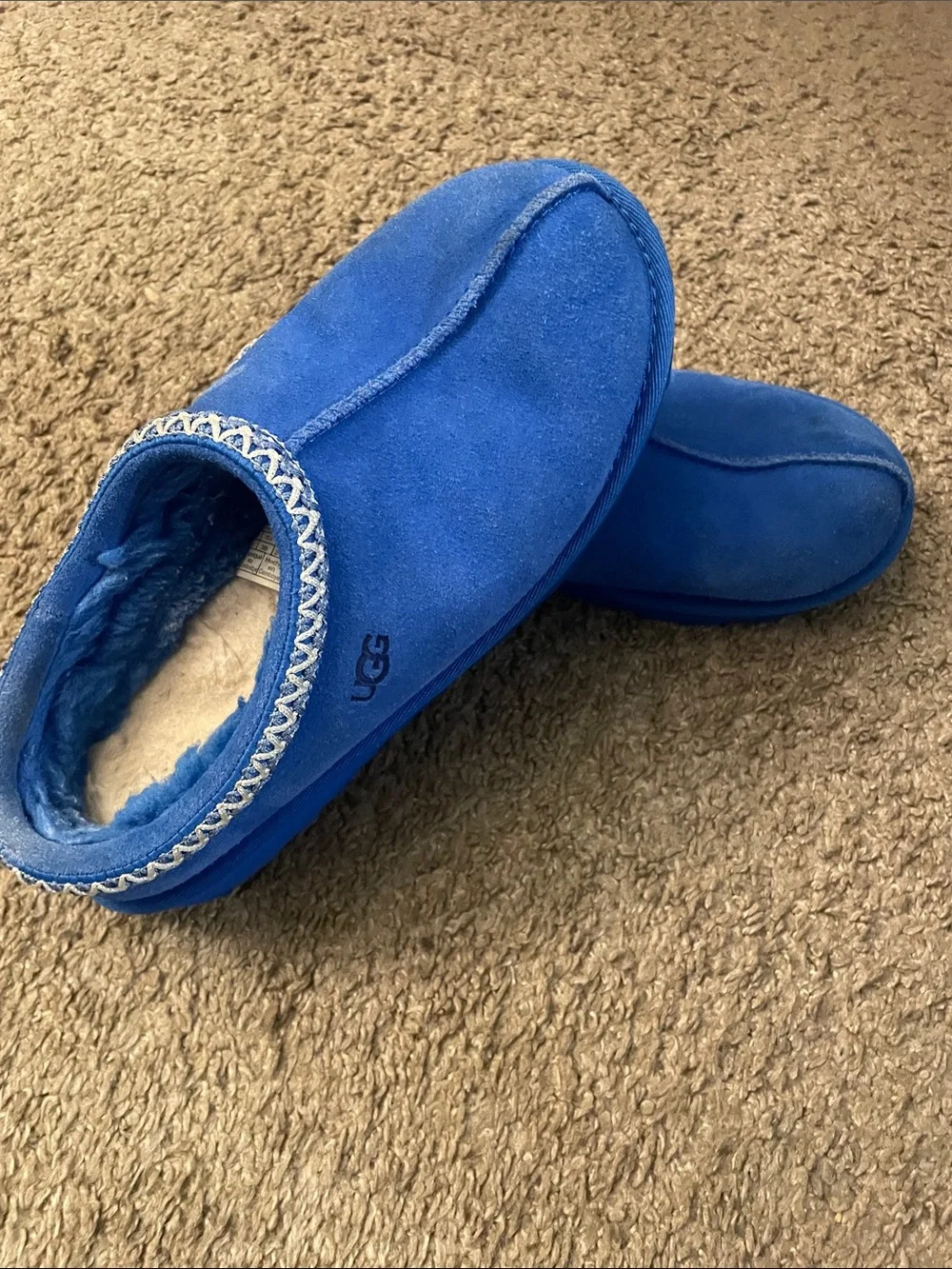 UGG Kids Royal Blue Suede Slip-On Slippers